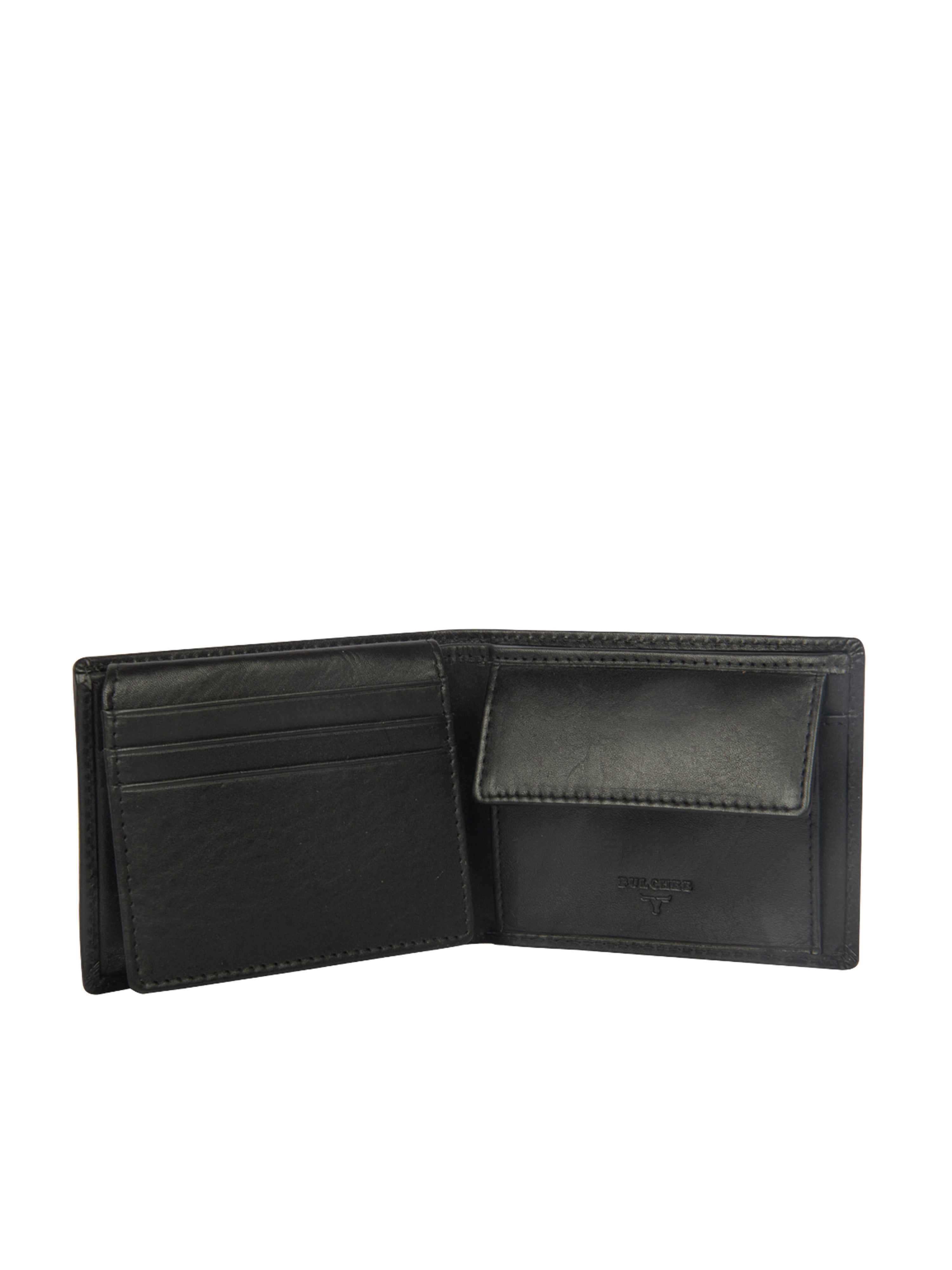 Bulchee Men’s Black Leather Wallet – Plain Bi-Fold with Coin Pocket & 6 Card Slots