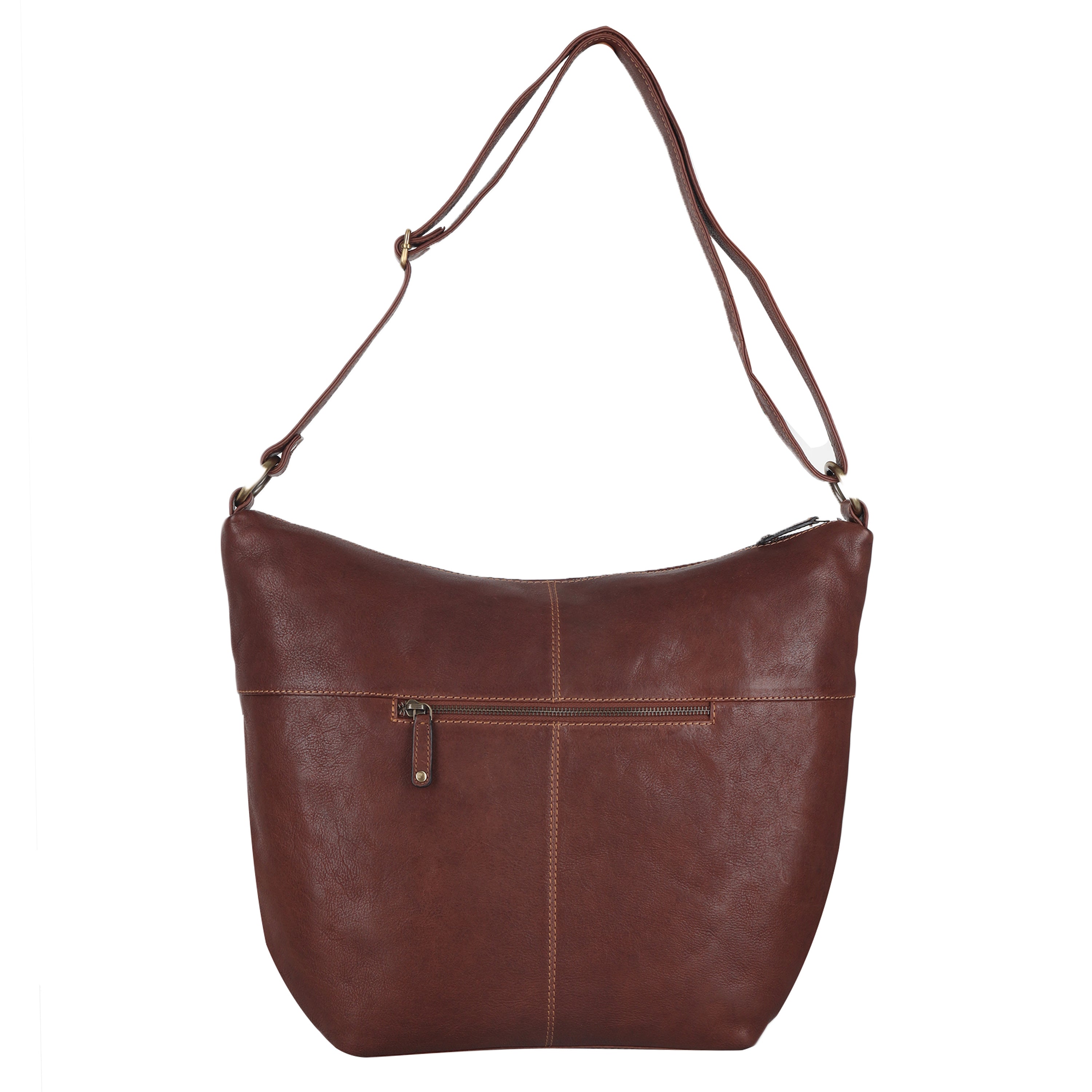 Bulchee Brown Thread-Detail Leather Handbag – Effortless Style, Everyday Comfort