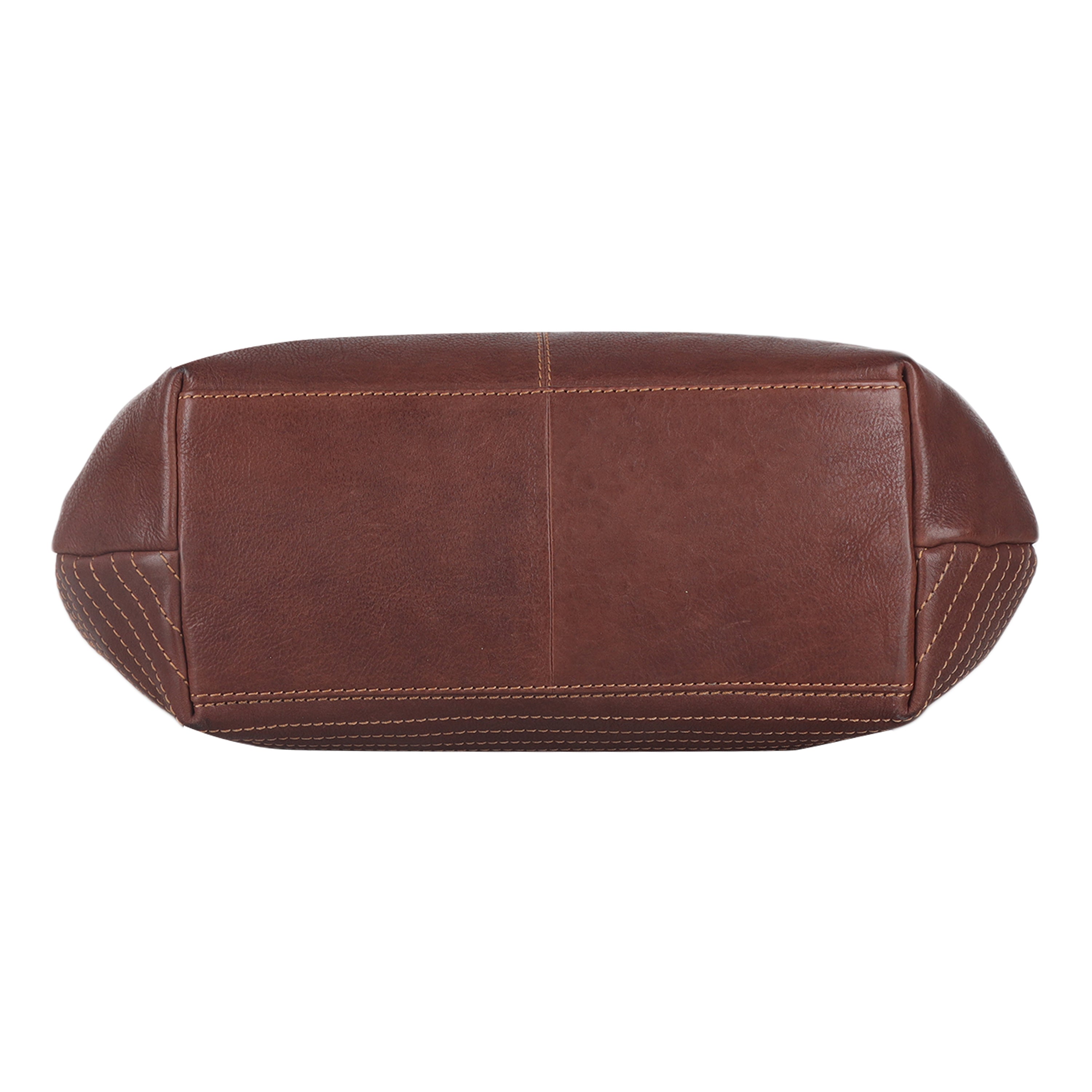 Bulchee Brown Thread-Detail Leather Handbag – Effortless Style, Everyday Comfort