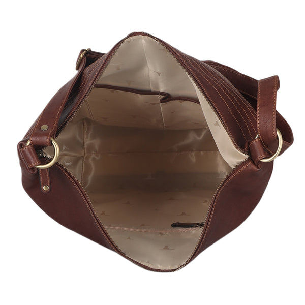 Bulchee Brown Thread-Detail Leather Handbag – Effortless Style, Everyday Comfort