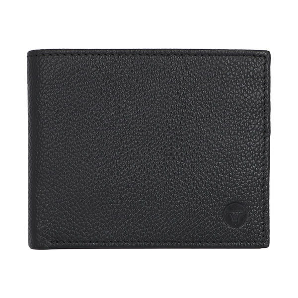 UFFICIO Men’s Black Textured Leather Wallet, Slim Bi-fold with Card & ID Slots
