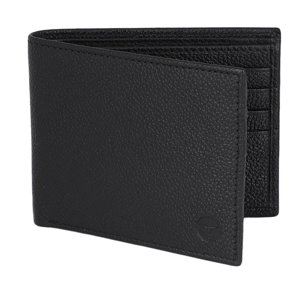 UFFICIO Men’s Black Textured Leather Wallet, Slim Bi-fold with Card & ID Slots