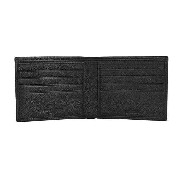 UFFICIO Men’s Black Textured Leather Wallet, Slim Bi-fold with Card & ID Slots