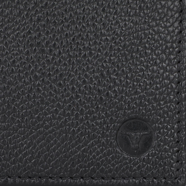 UFFICIO Men’s Black Textured Leather Wallet, Slim Bi-fold with Card & ID Slots