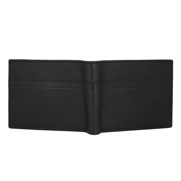 UFFICIO Men’s Black Textured  Slim Bi-fold Wallet with Horizontal Stripe & Card Slots