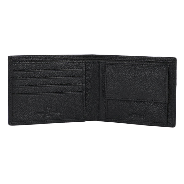 UFFICIO Men’s Black Textured  Slim Bi-fold Wallet with Horizontal Stripe & Card Slots