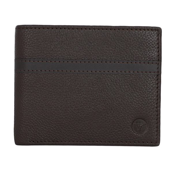 UFFICIO Men’s Brown Wallet with Cross Line Design – Slim & Compact Bi-Fold