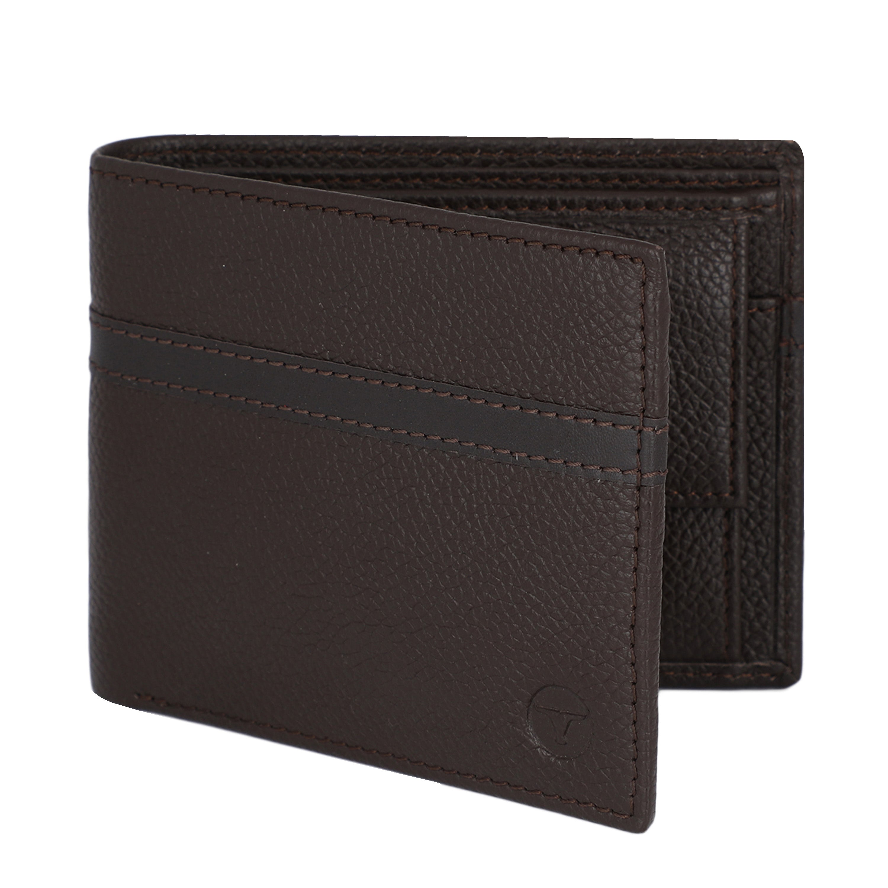 UFFICIO Men’s Brown Wallet with Cross Line Design – Slim & Compact Bi-Fold