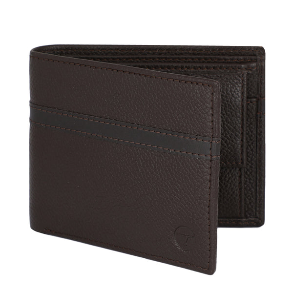 UFFICIO Men’s Brown Wallet with Cross Line Design – Slim & Compact Bi-Fold