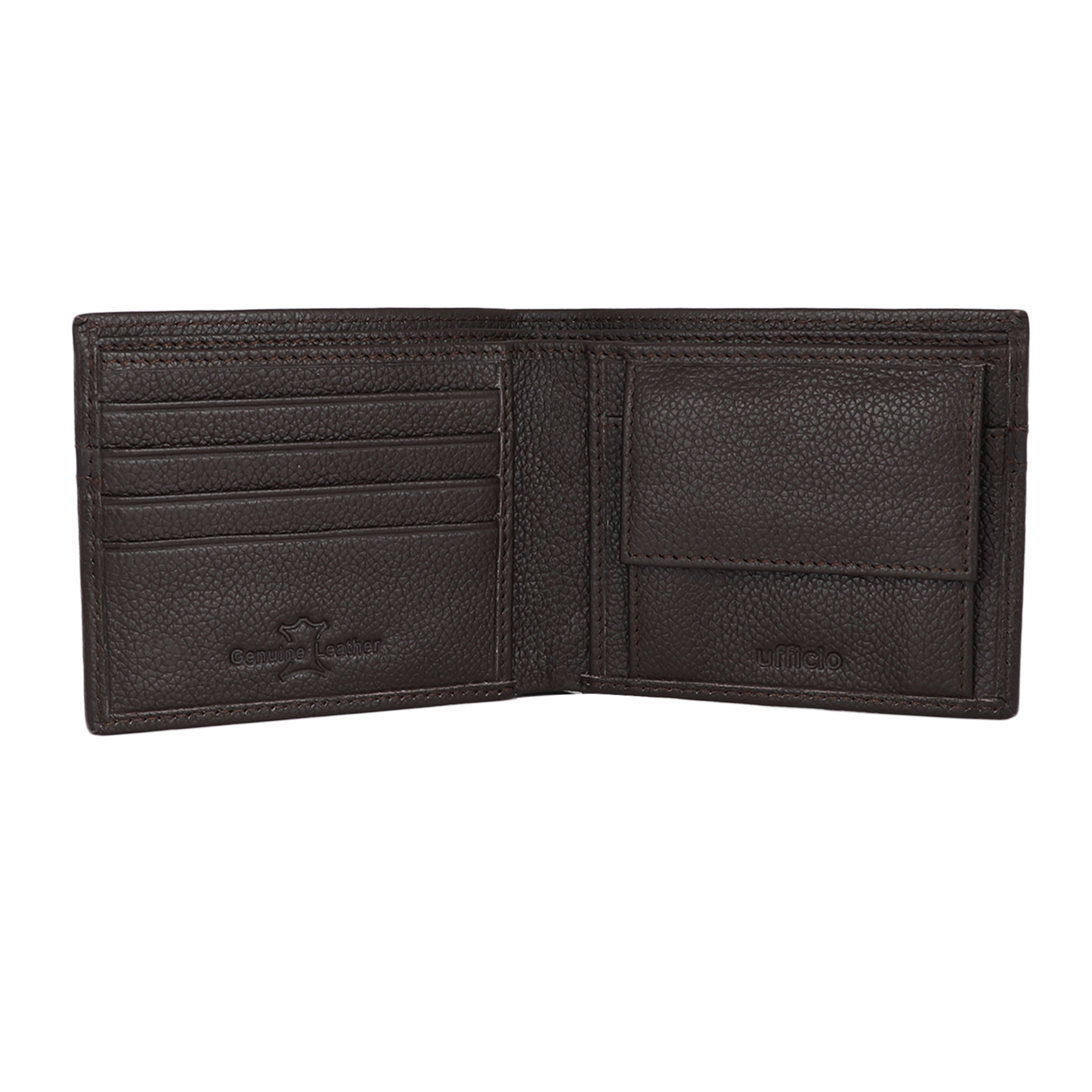 UFFICIO Men’s Brown Wallet with Cross Line Design – Slim & Compact Bi-Fold