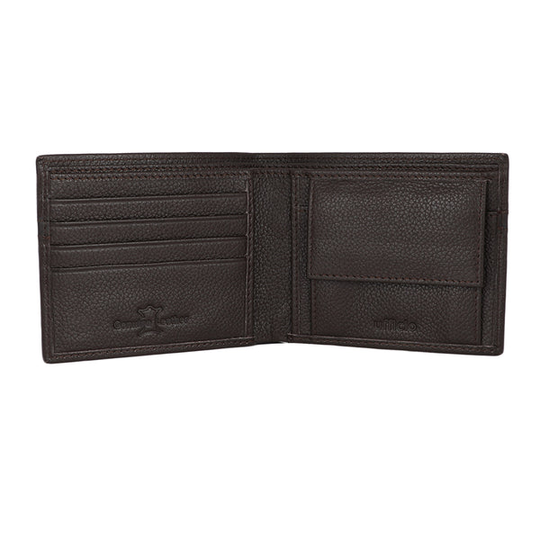 UFFICIO Men’s Brown Wallet with Cross Line Design – Slim & Compact Bi-Fold