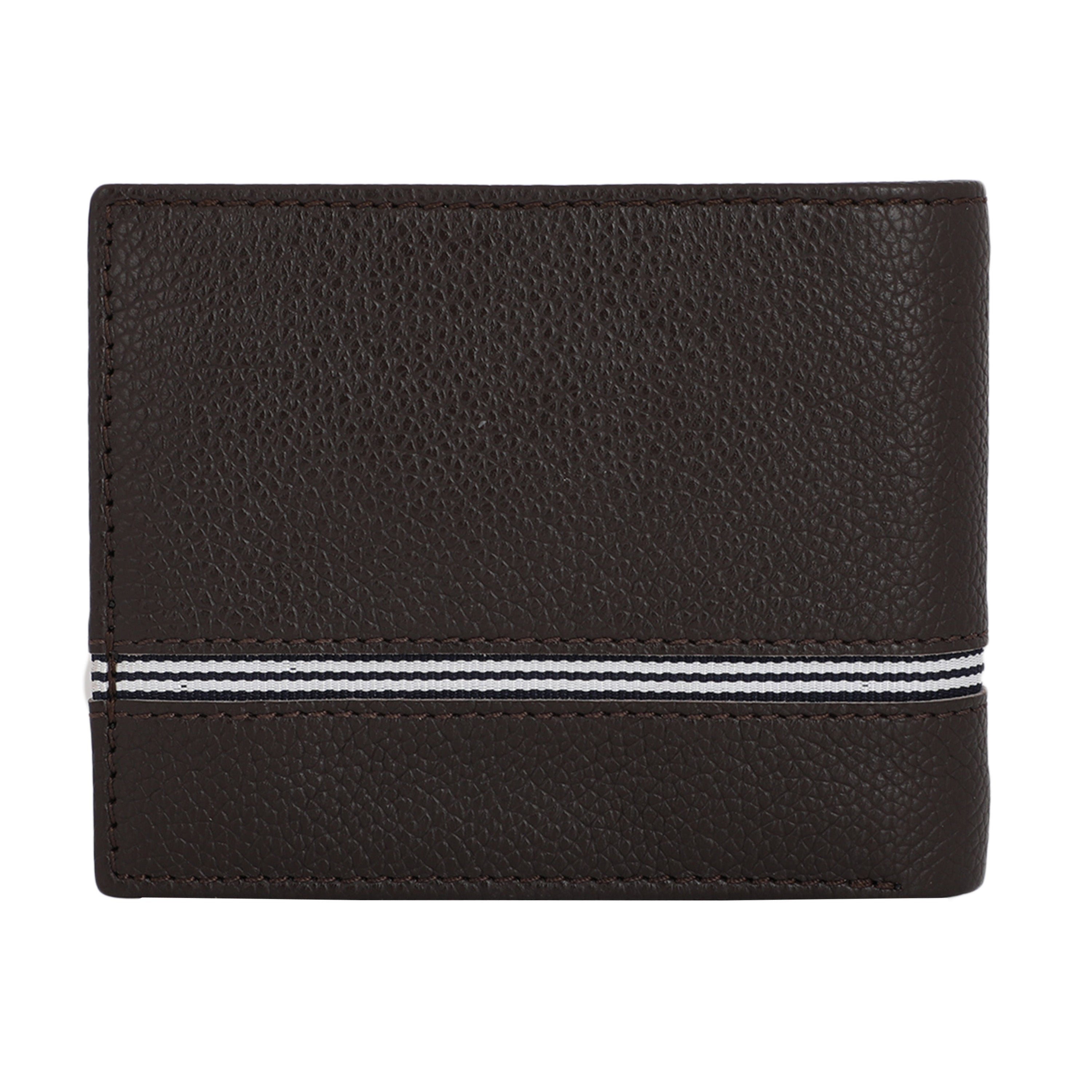 UFFICIO Men’s Brown Leather Wallet – Slim Bi-fold with Stripe Detail & Card Slot