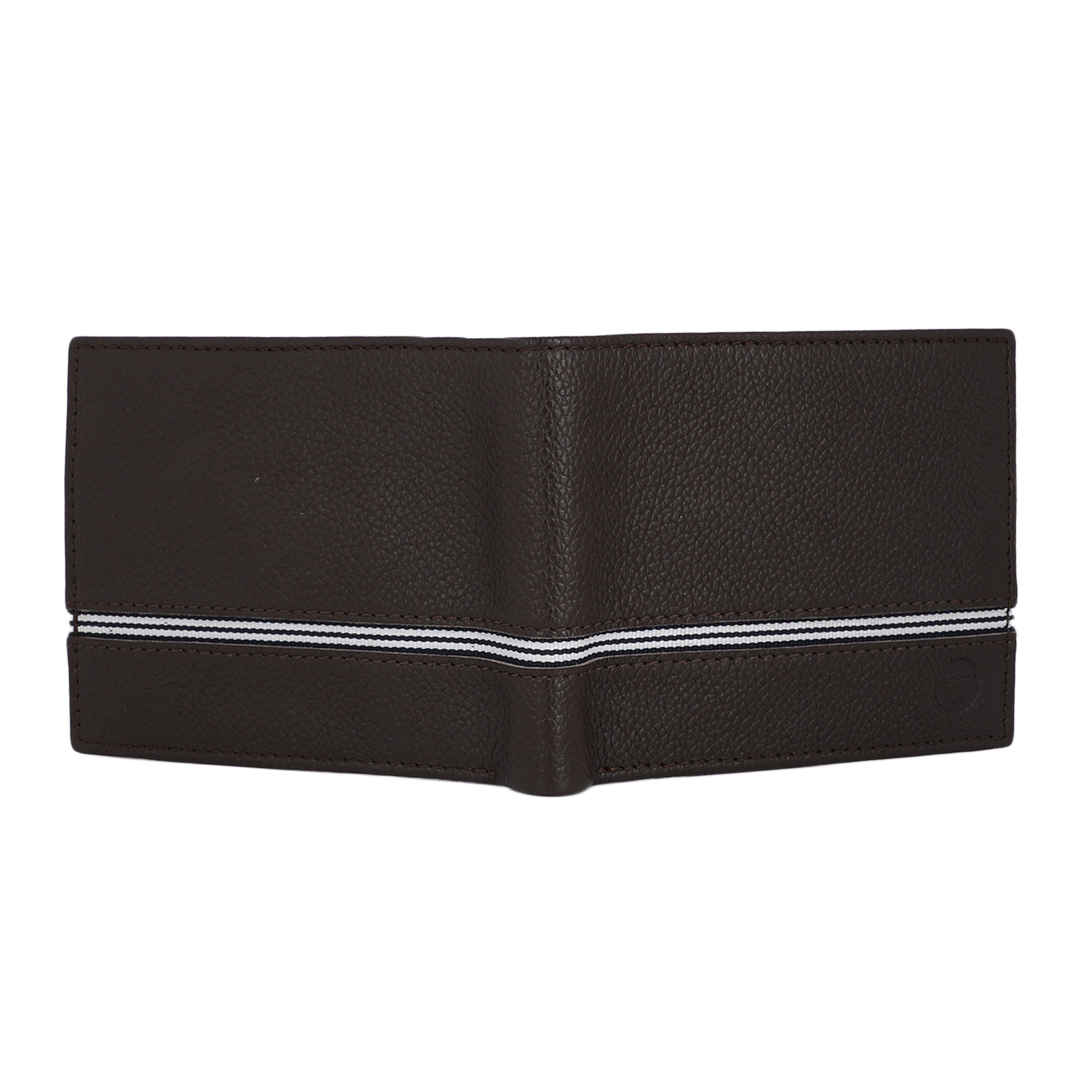 UFFICIO Men’s Brown Leather Wallet – Slim Bi-fold with Stripe Detail & Card Slot
