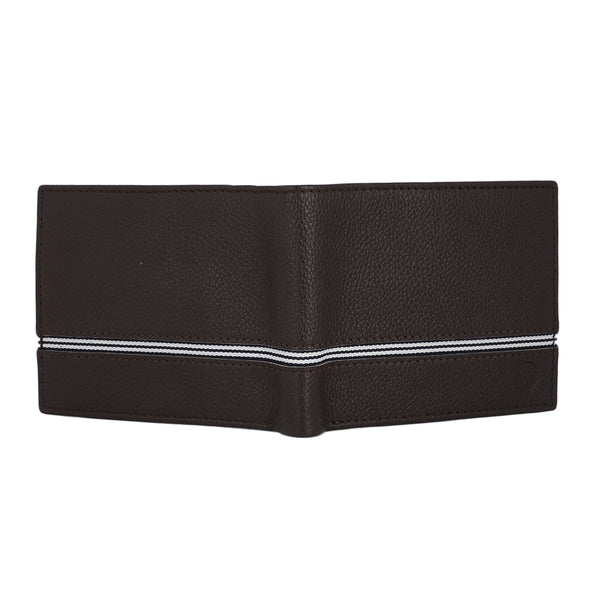 UFFICIO Men’s Brown Leather Wallet – Slim Bi-fold with Stripe Detail & Card Slot