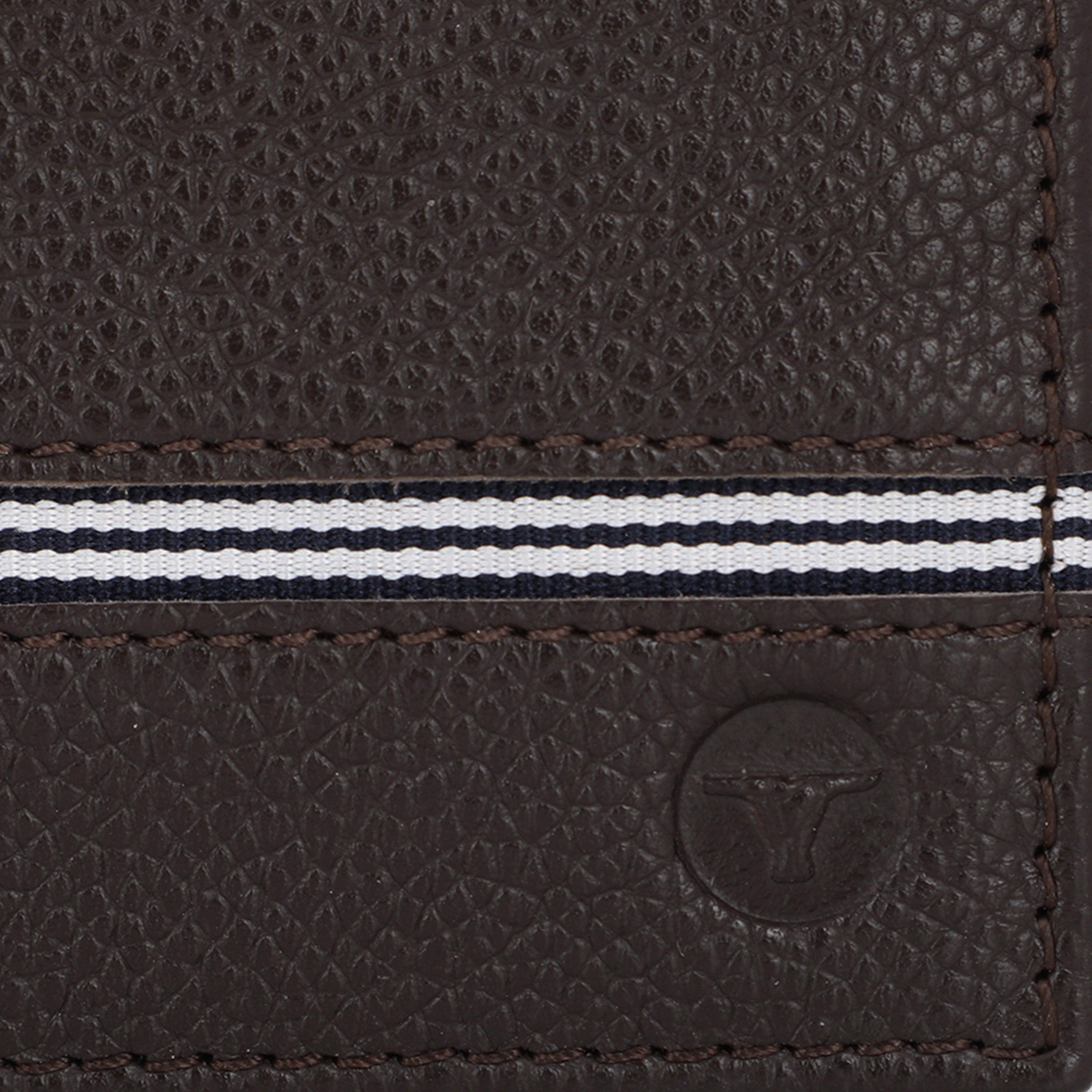 UFFICIO Men’s Brown Leather Wallet – Slim Bi-fold with Stripe Detail & Card Slot