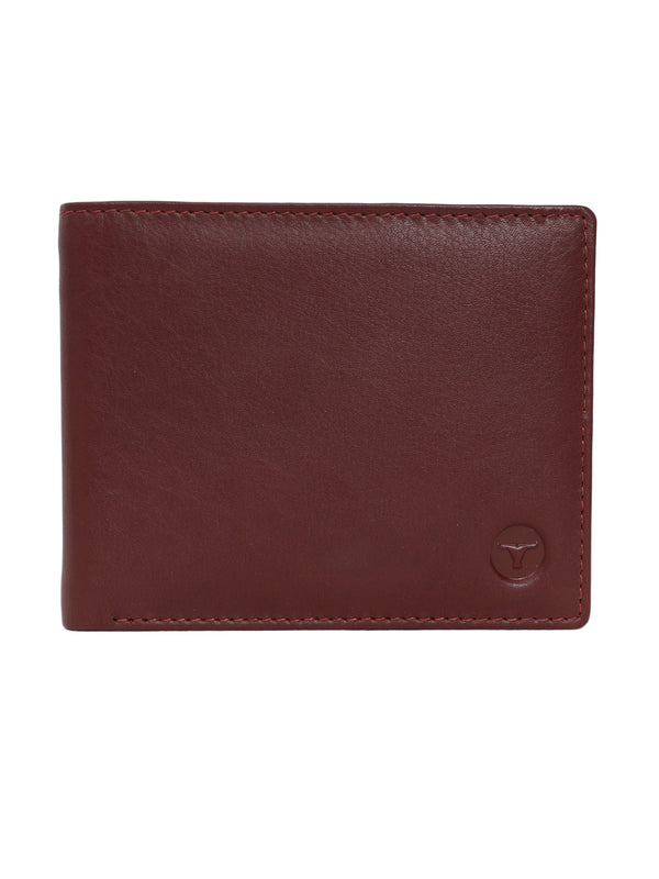 UFFICIO Men’s Burgundy Leather Wallet – Slim Bi-fold with Card & ID Slots