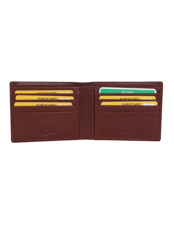 UFFICIO Men’s Burgundy Leather Wallet – Slim Bi-fold with Card & ID Slots