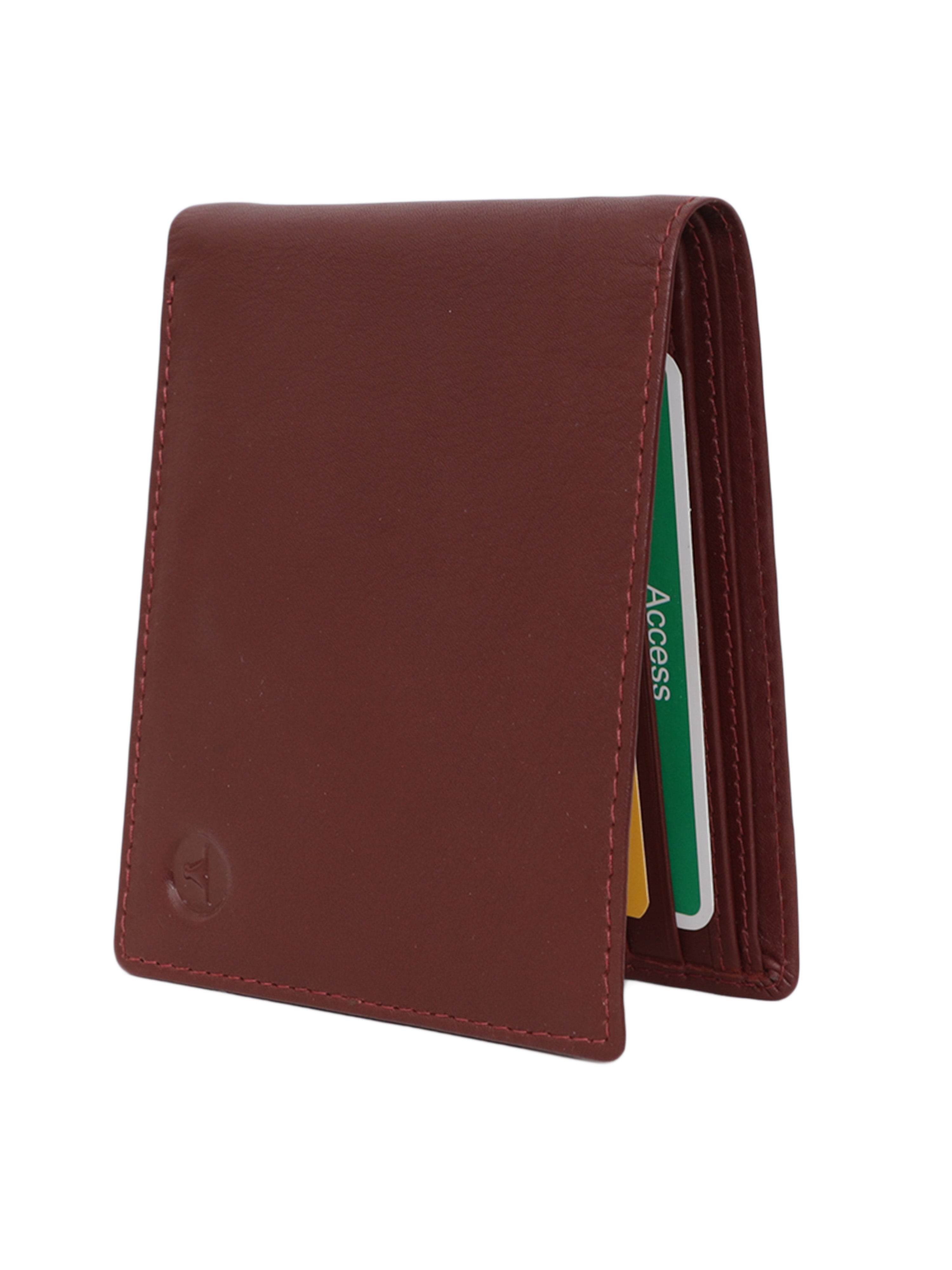 UFFICIO Men’s Burgundy Leather Wallet – Slim Bi-fold with Card & ID Slots