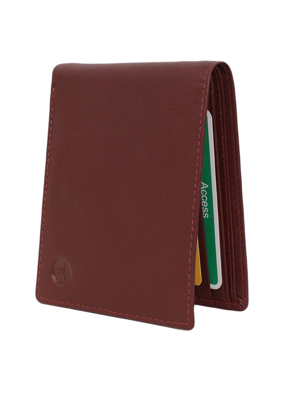UFFICIO Men’s Burgundy Leather Wallet – Slim Bi-fold with Card & ID Slots
