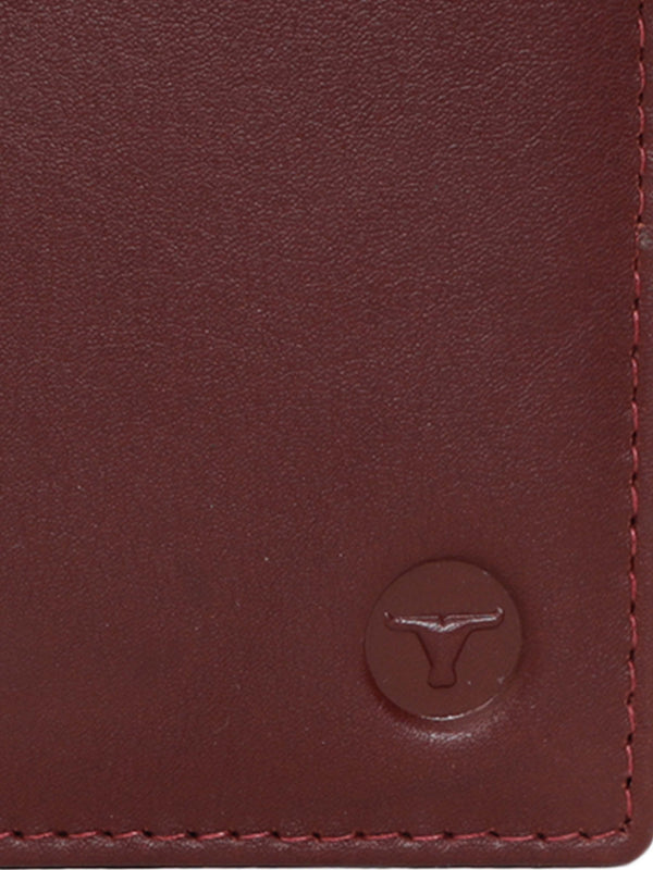 UFFICIO Men’s Burgundy Leather Wallet – Slim Bi-fold with Card & ID Slots