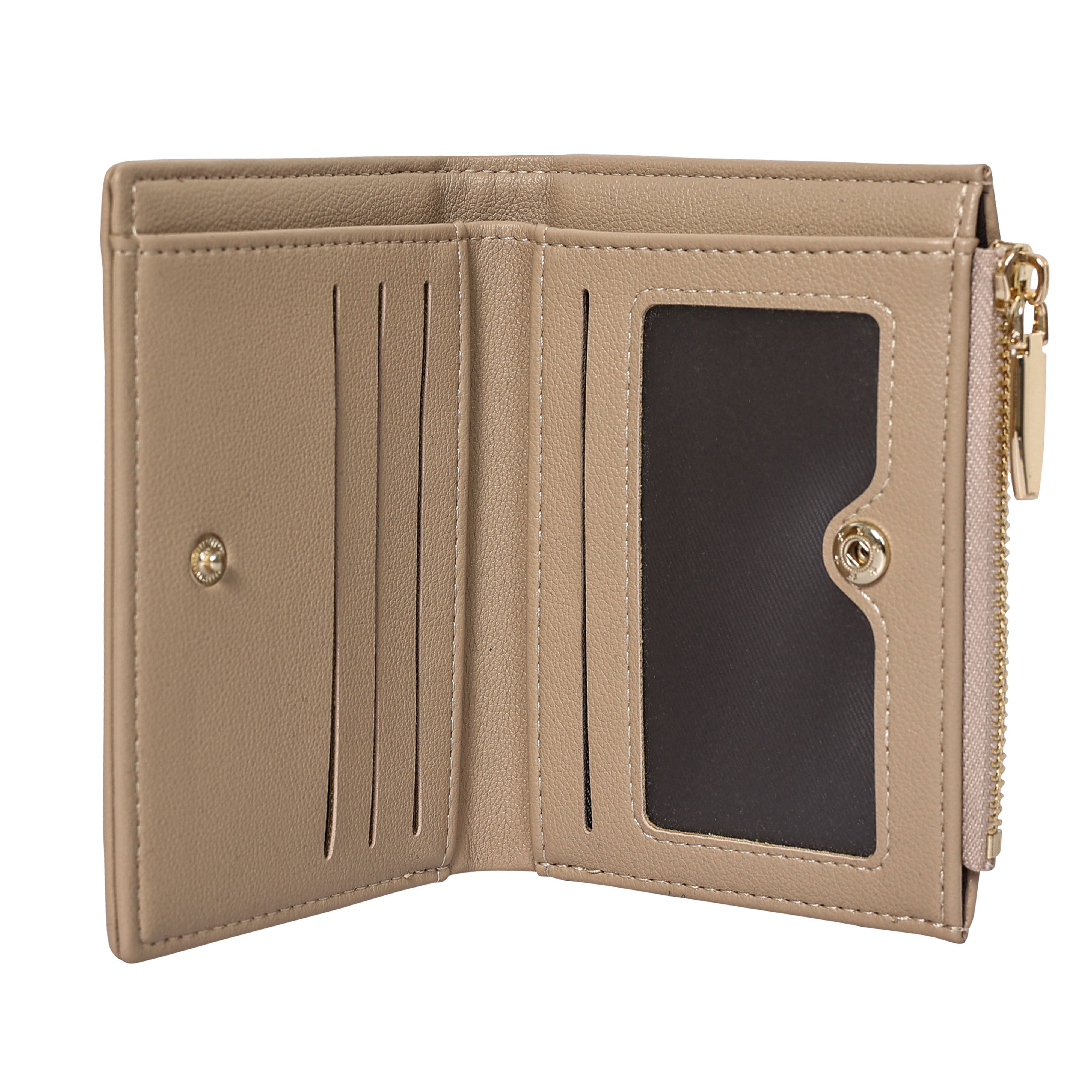 Bulchee Women’s Vegan Leather Wallet | Black & Beige | Slim Bifold with Coin Pouch & Quick-Access Compartments