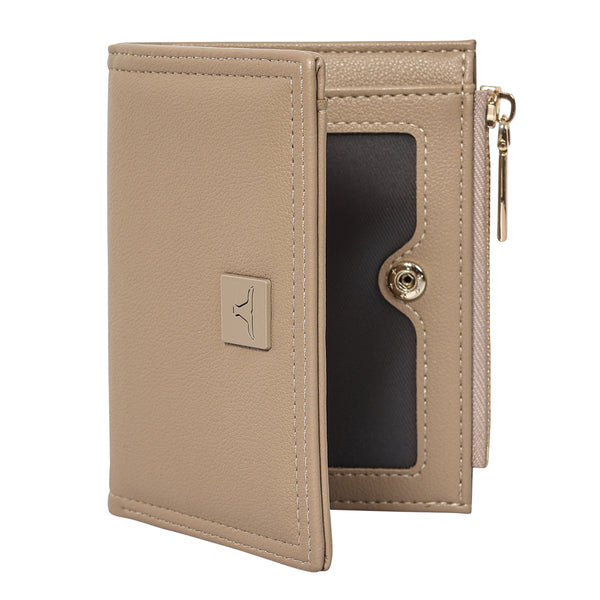 Bulchee Women’s Vegan Leather Wallet | Black & Beige | Slim Bifold with Coin Pouch & Quick-Access Compartments