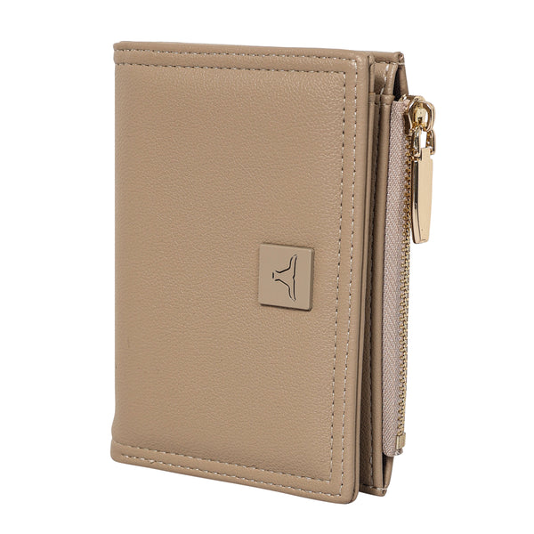 Bulchee Women’s Vegan Leather Wallet | Black & Beige | Slim Bifold with Coin Pouch & Quick-Access Compartments