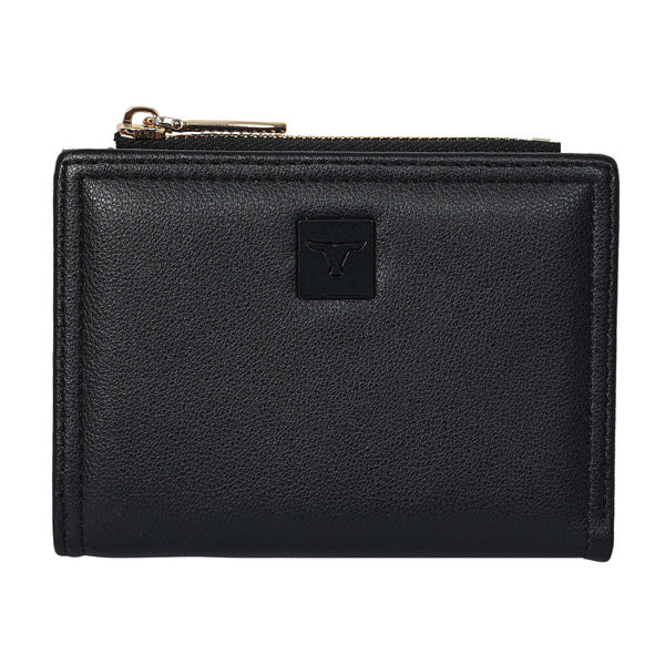 Bulchee Women’s Vegan Leather Wallet | Black & Beige | Slim Bifold with Coin Pouch & Quick-Access Compartments