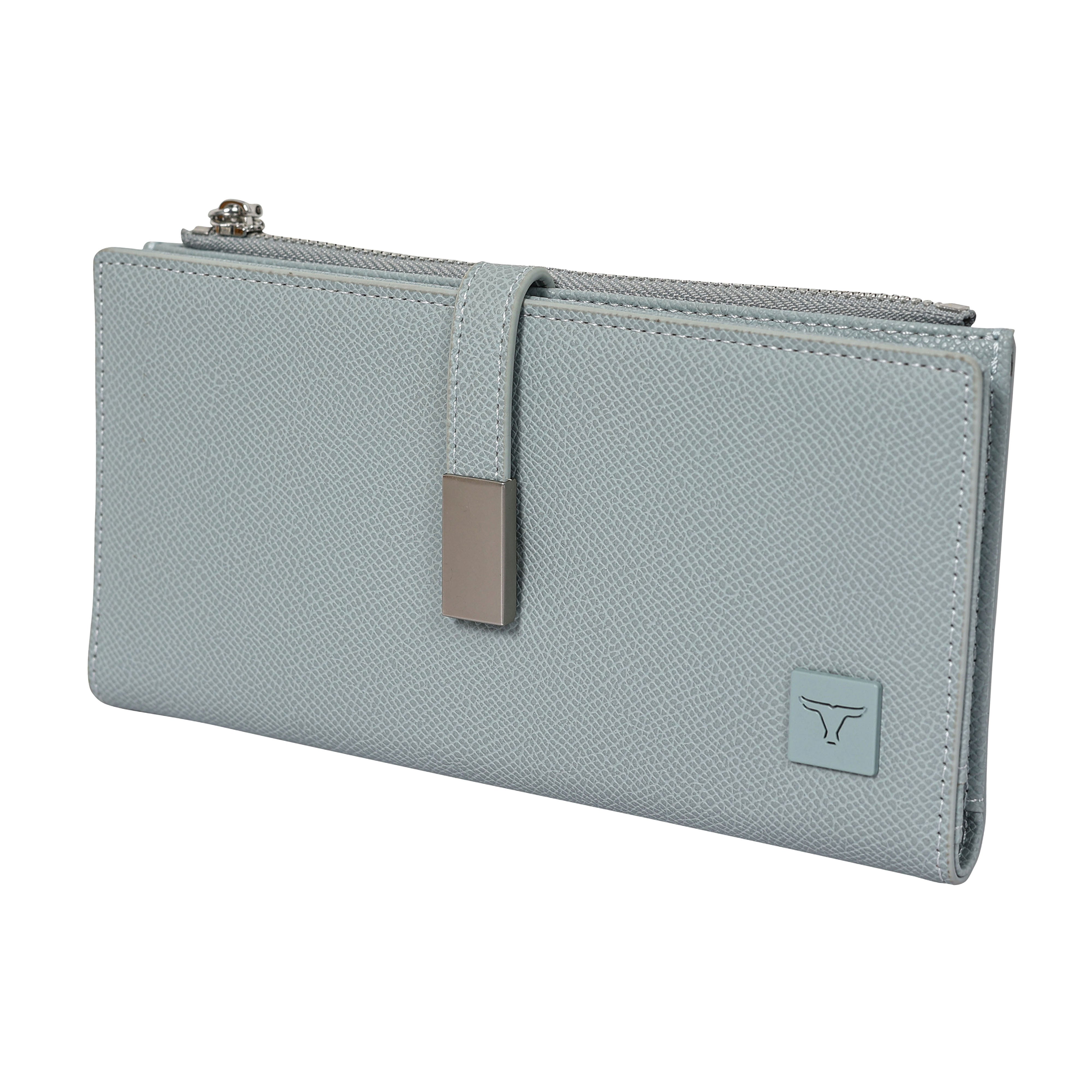 Bulchee Women’s Vegan Leather Wallet | Brown & Blue | Sleek Bifold  & Smart Storage