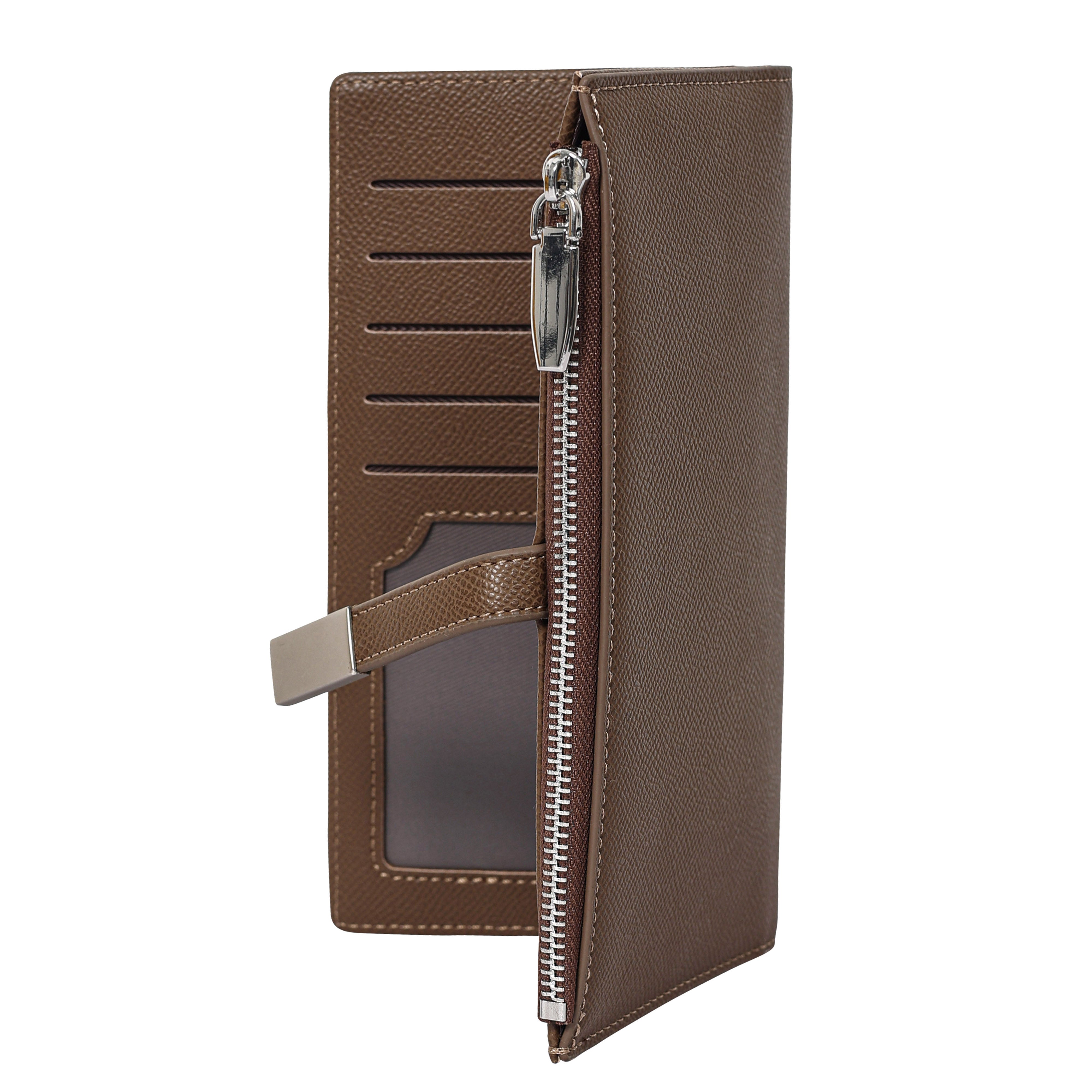 Bulchee Women’s Vegan Leather Wallet | Brown & Blue | Sleek Bifold  & Smart Storage