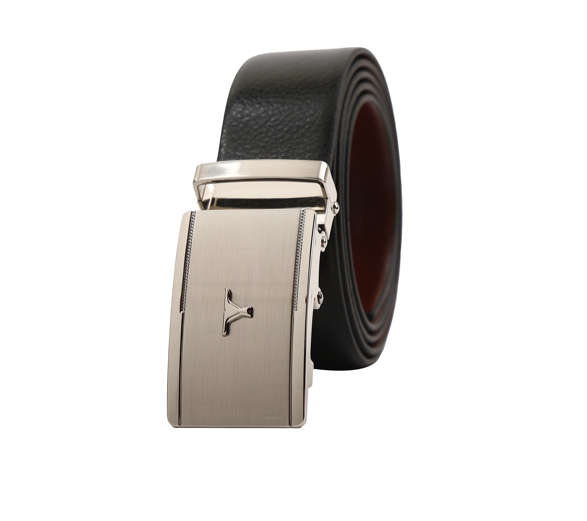 Bulchee Men's Collection | Italian Leather | Black & Tan Reversible Belt | Autolock in Shiny Nickle  | BUL2320B