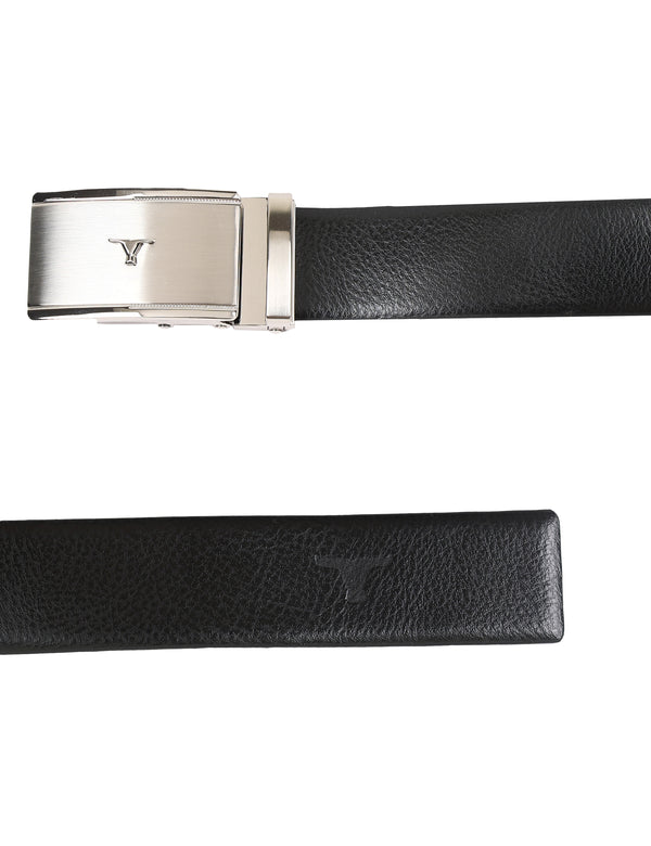 Bulchee Men's Collection | Italian Leather | Black & Tan Reversible Belt | Autolock in Shiny Nickle  | BUL2320B