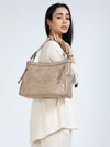 Bulchee Vegan Leather Women’s Shoulder Bag | Brown & Light Beige | Everyday Bag with Multiple Compartments