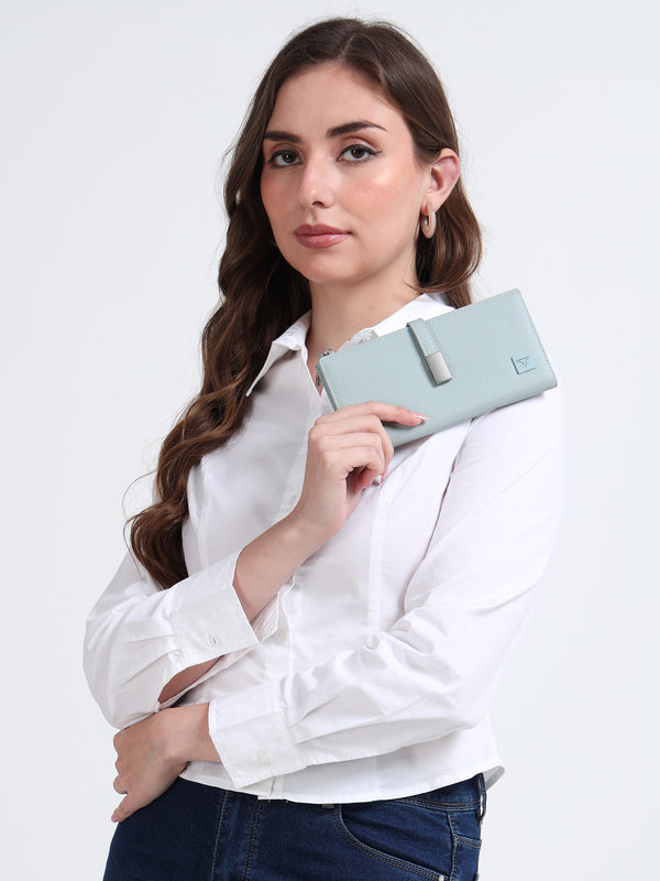 Bulchee Women’s Vegan Leather Wallet | Brown & Blue | Sleek Bifold  & Smart Storage