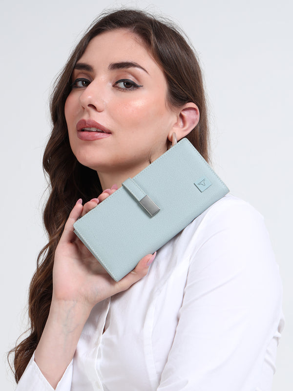 Bulchee Women’s Vegan Leather Wallet | Brown & Blue | Sleek Bifold  & Smart Storage