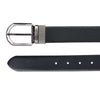 Bulchee Men's Leather Reversible Belt Black/ Grey – Bicolor Shiny Black with Nickel Buckle, Genuine Leather, 35mm Width – Sizes L (44–46") – BUL2405B
