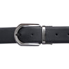 Bulchee Men's Leather Reversible Belt Black/ Grey – Bicolor Shiny Black with Nickel Buckle, Genuine Leather, 35mm Width – Sizes L (44–46") – BUL2405B