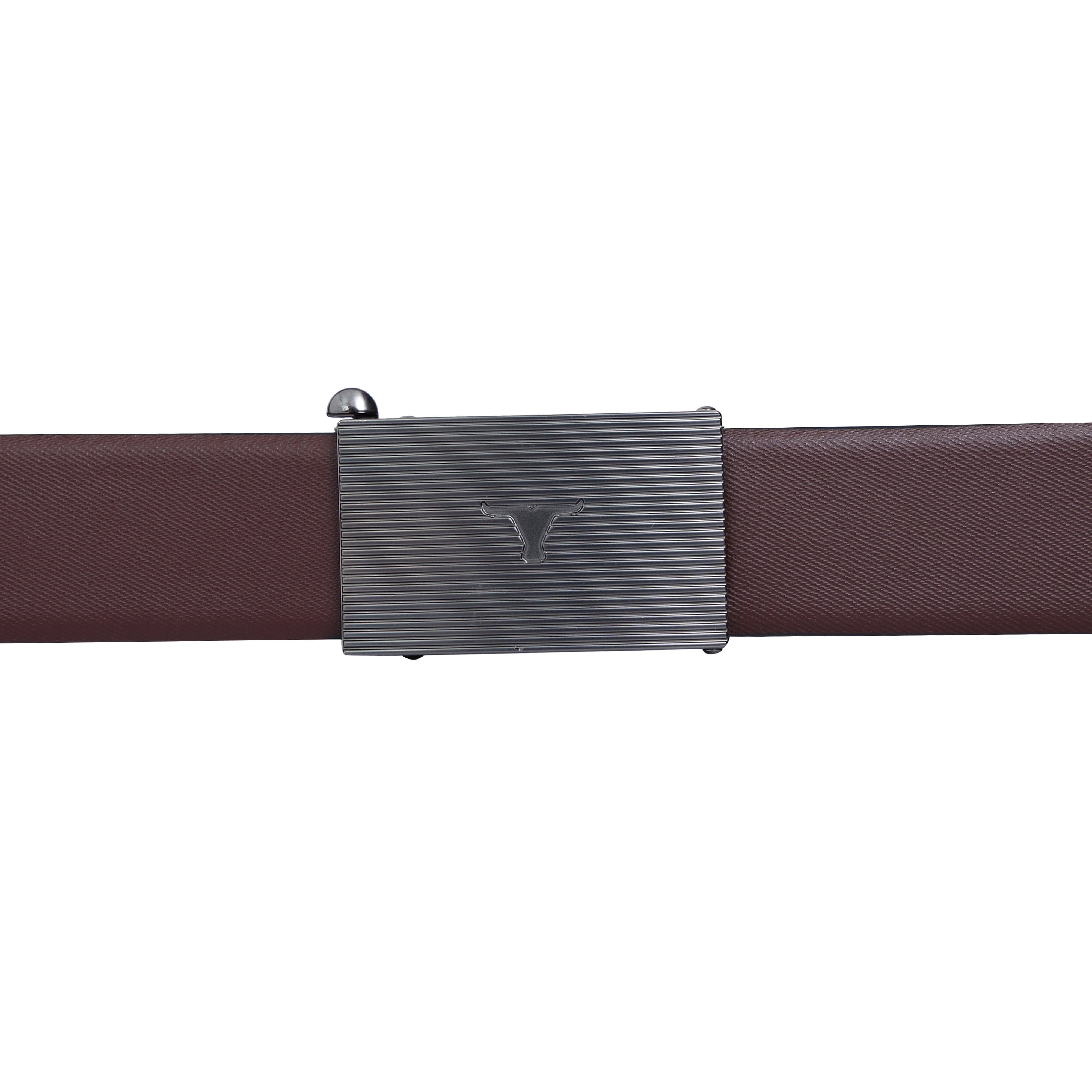 Bulchee Men's Leather Reversible Belt – Burgundy/Black, Autolock Buckle in Black Gunmetal, Genuine Leather, 35mm Width – Size L (44–46