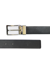 Bulchee Men's Black & Brown Reversible Prong Bi-Colour Chrome & Gold Line Buckle Belt