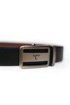 Bulchee Men's Black & Brown Reversible Autolock Brush Black Buckle Belt