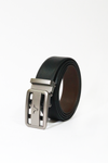 Bulchee Men's Black & Brown Reversible Autolock Brush Black Buckle Belt