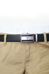 Bulchee Men's Black & Brown Reversible Autolock Brush Black Buckle Belt