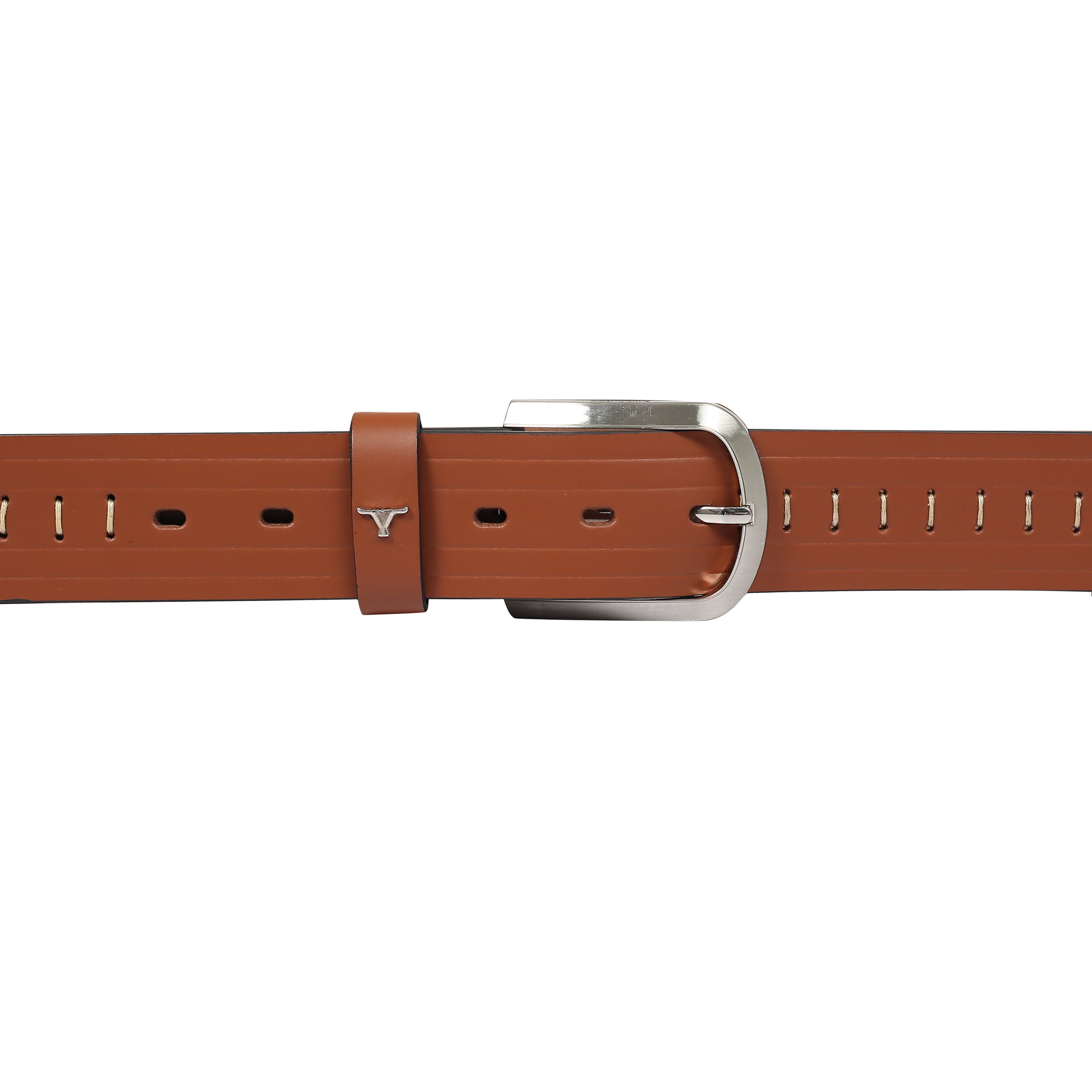 Bulchee Men's Casual Jeans Leather Belt – Tan, Genuine Leather, Shiny Nickel Buckle, 40mm Width – Sizes M (40–42