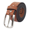 Bulchee Men's Casual Jeans Leather Belt – Tan, Genuine Leather, Shiny Nickel Buckle, 40mm Width – Sizes M (40–42"), L (44–46")