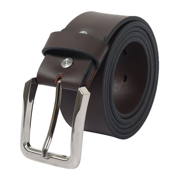Ufficio Men's Casual Jeans Leather Belt – Brown, Genuine Leather, Nickel Buckle, 40mm Width – Sizes L (44–46")