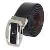 Bulchee Men's Reversible Flat Premium Leather Belt – Brown/Black, Shiny Nickel & Black Buckle, 35mm Width, Size Large (42-46")