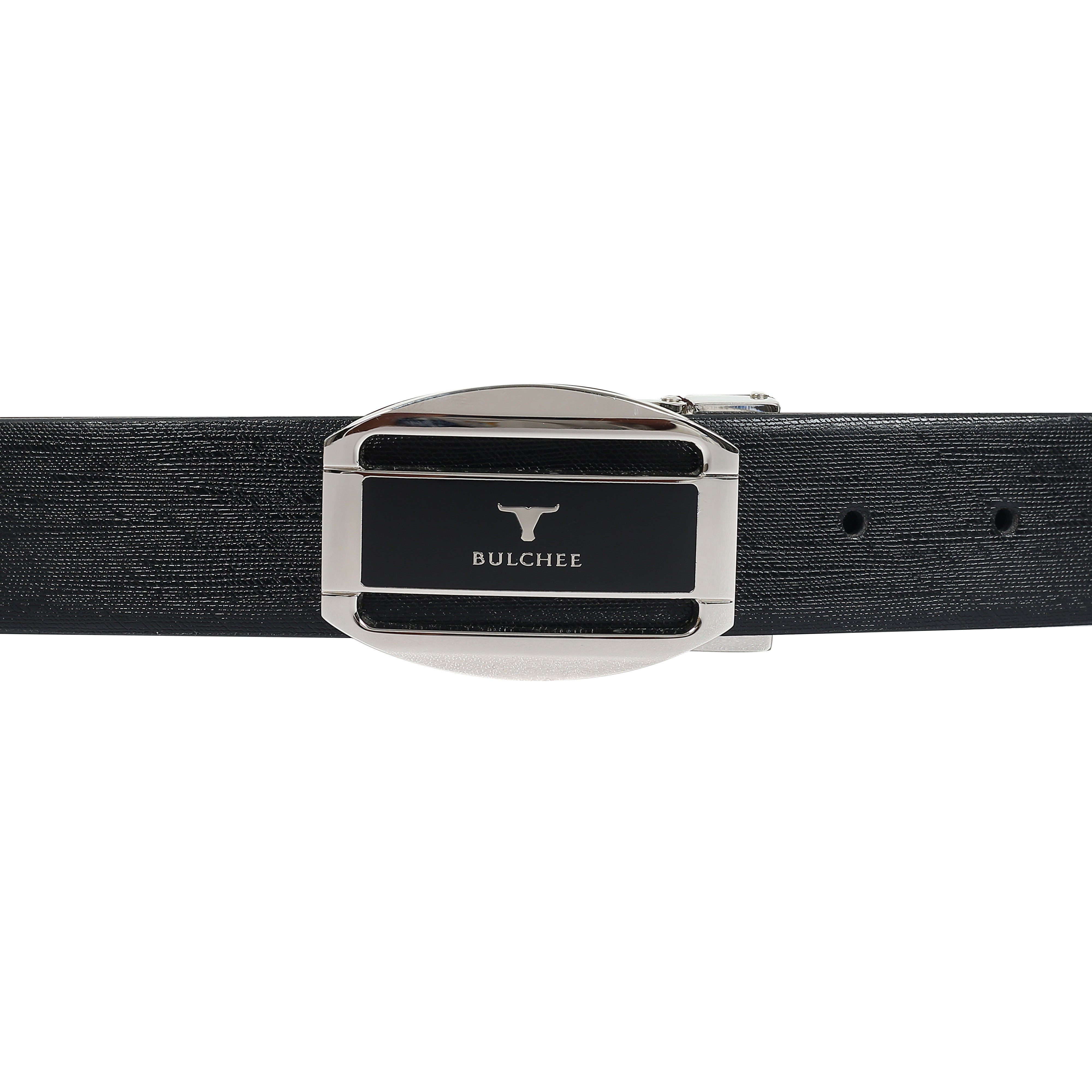 Bulchee Men's Reversible Flat Premium Leather Belt – Brown/Black, Shiny Nickel & Black Buckle, 35mm Width, Size Large (42-46