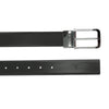 Bulchee Men's Reversible Italian Leather Belt – Grey/Black, Shiny Chrome & Shiny Black Prong Buckle, 35mm, Size Large (40-42 Inches)