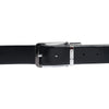 Bulchee Men's Reversible Italian Leather Belt – Grey/Black, Shiny Chrome & Shiny Black Prong Buckle, 35mm, Size Large (40-42 Inches)