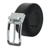 Bulchee Men's Reversible Italian Leather Belt – Grey/Black, Shiny Chrome & Shiny Black Prong Buckle, 35mm, Size Large (40-42 Inches)